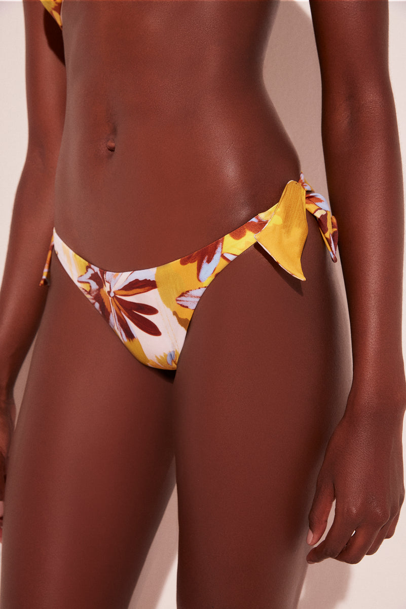 Neon Floral Paula Medium Side With Ties Bikini Bottom
