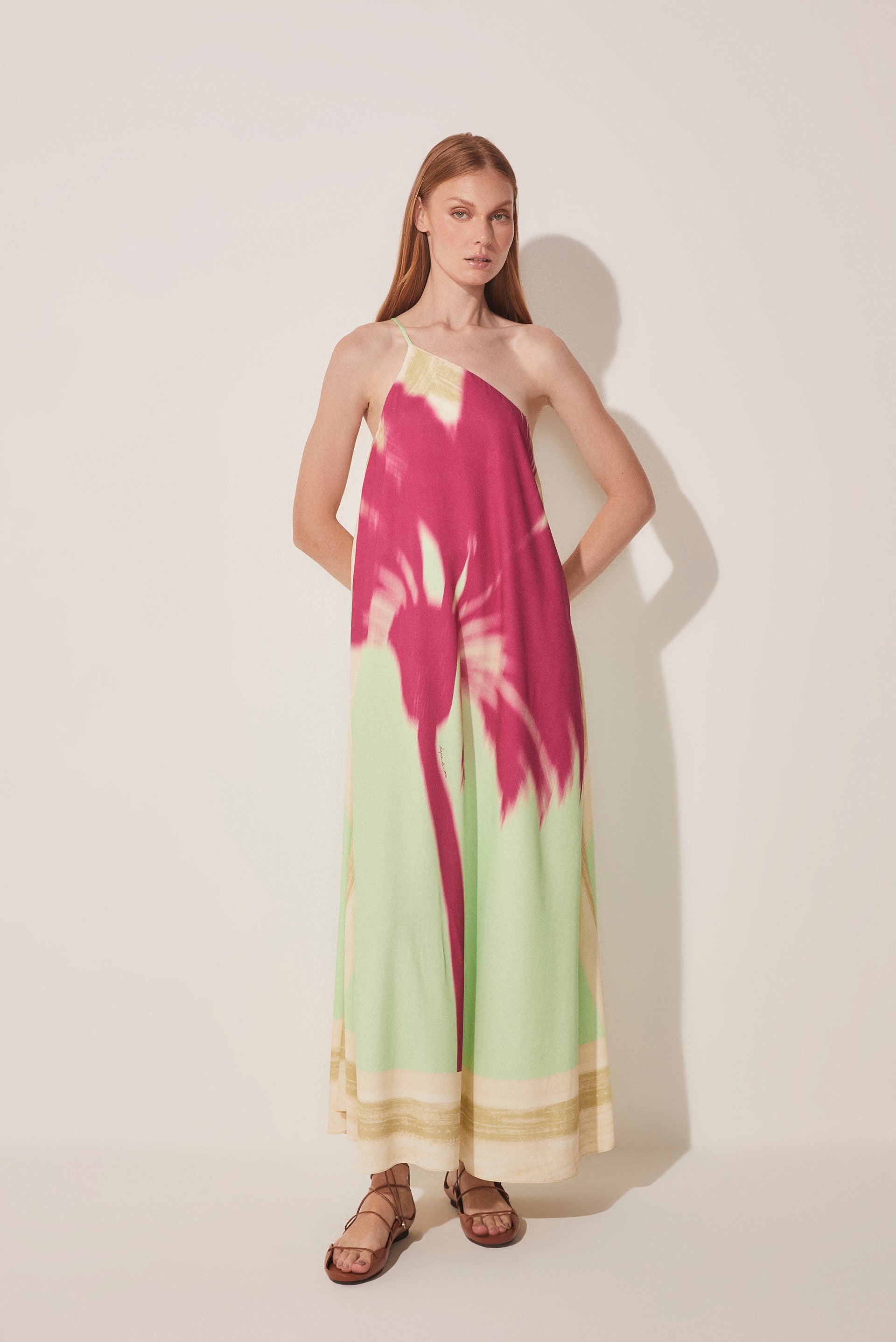 Single Coconut Trees One Shoulder Long Dress E3246A1675 - Product item main image