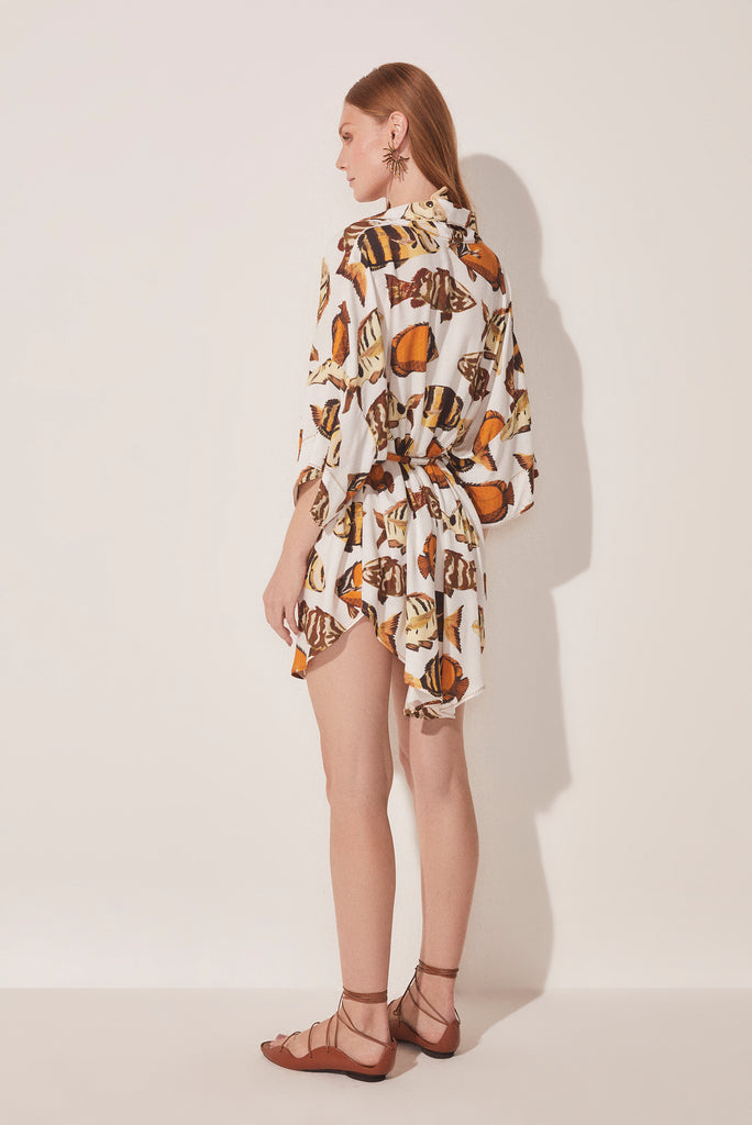 Fish Short Kimono Cape With Band E4023A1663