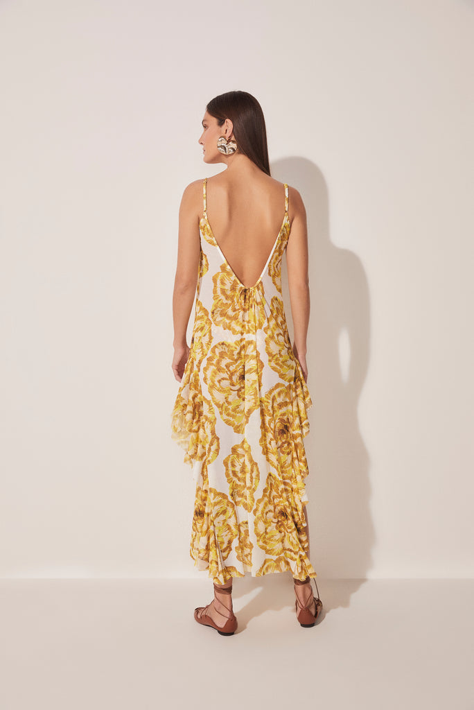 Carnation Ruffled Strappy Long Dress E4034A1677