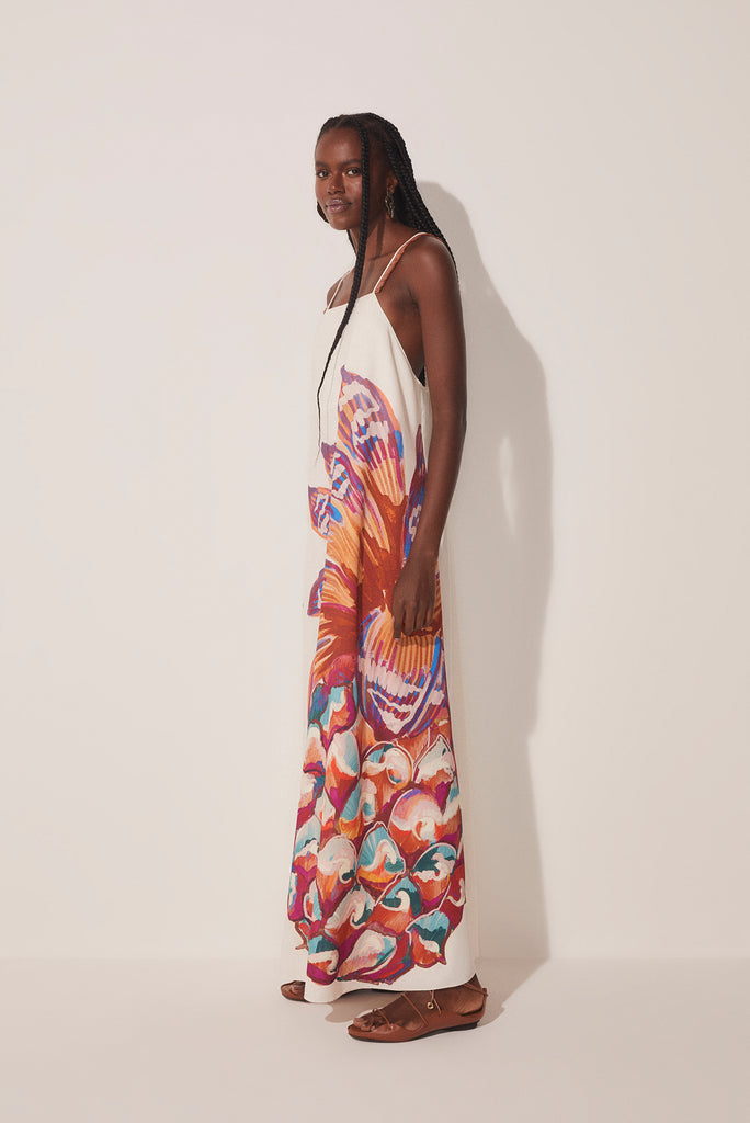 Single Piña Strappy Long Dress With Fringes E4152A1720
