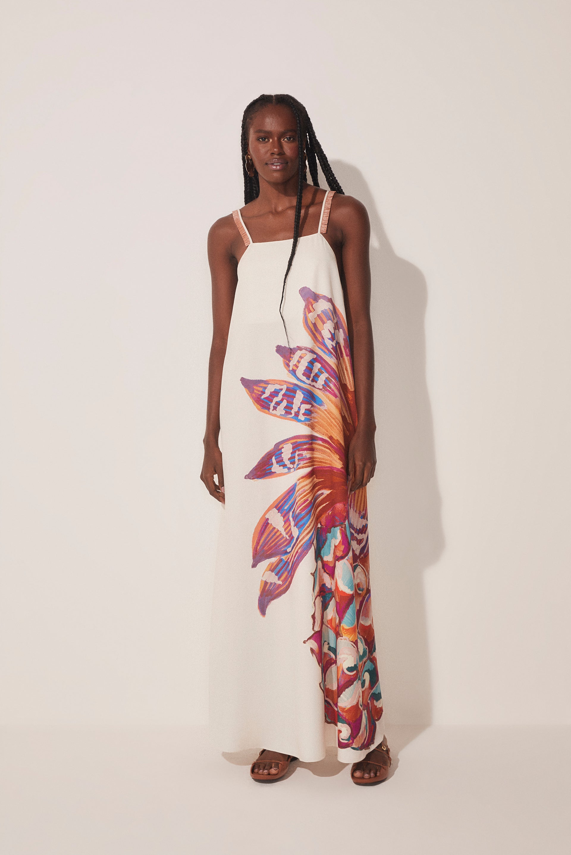 Single Piña Strappy Long Dress With Fringes E4152A1720 - Product item main image