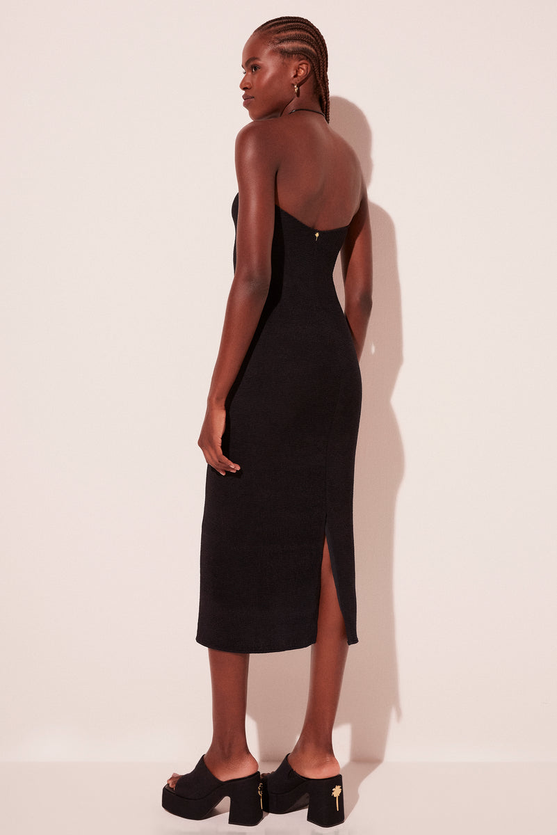 adalee midi dress black Black Dawn Strapless Side Slit Midi Dress E4261A2120