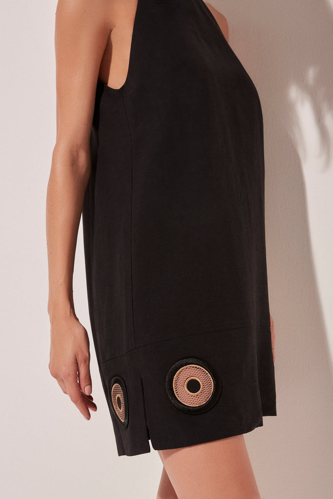 Embroidered Tailored Strappy Short Dress E4571A1682