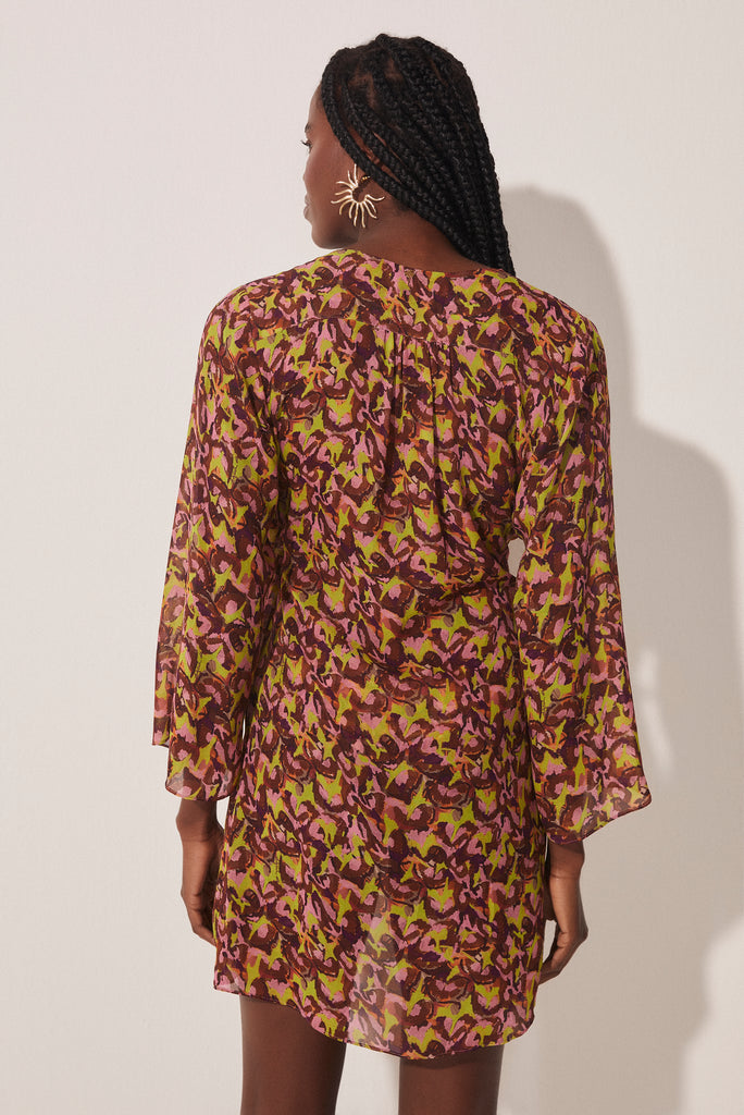 Pineapple Peel Short Shirt Dress With Ties E4610A1708