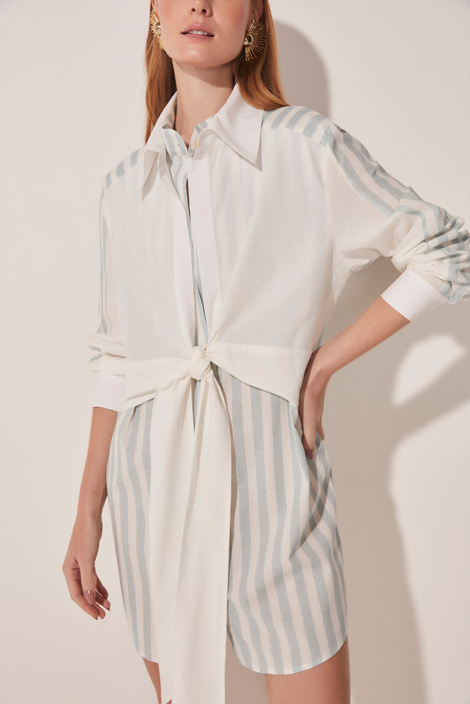 Jameos Del Agua Short Shirt Dress With Ties  E4616A1656