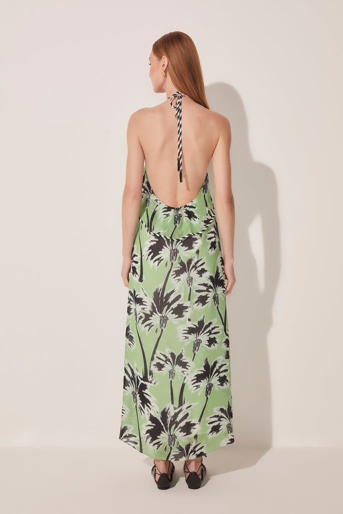 Ikat Coconut Trees Halter Top Midi Dress E4619A1636