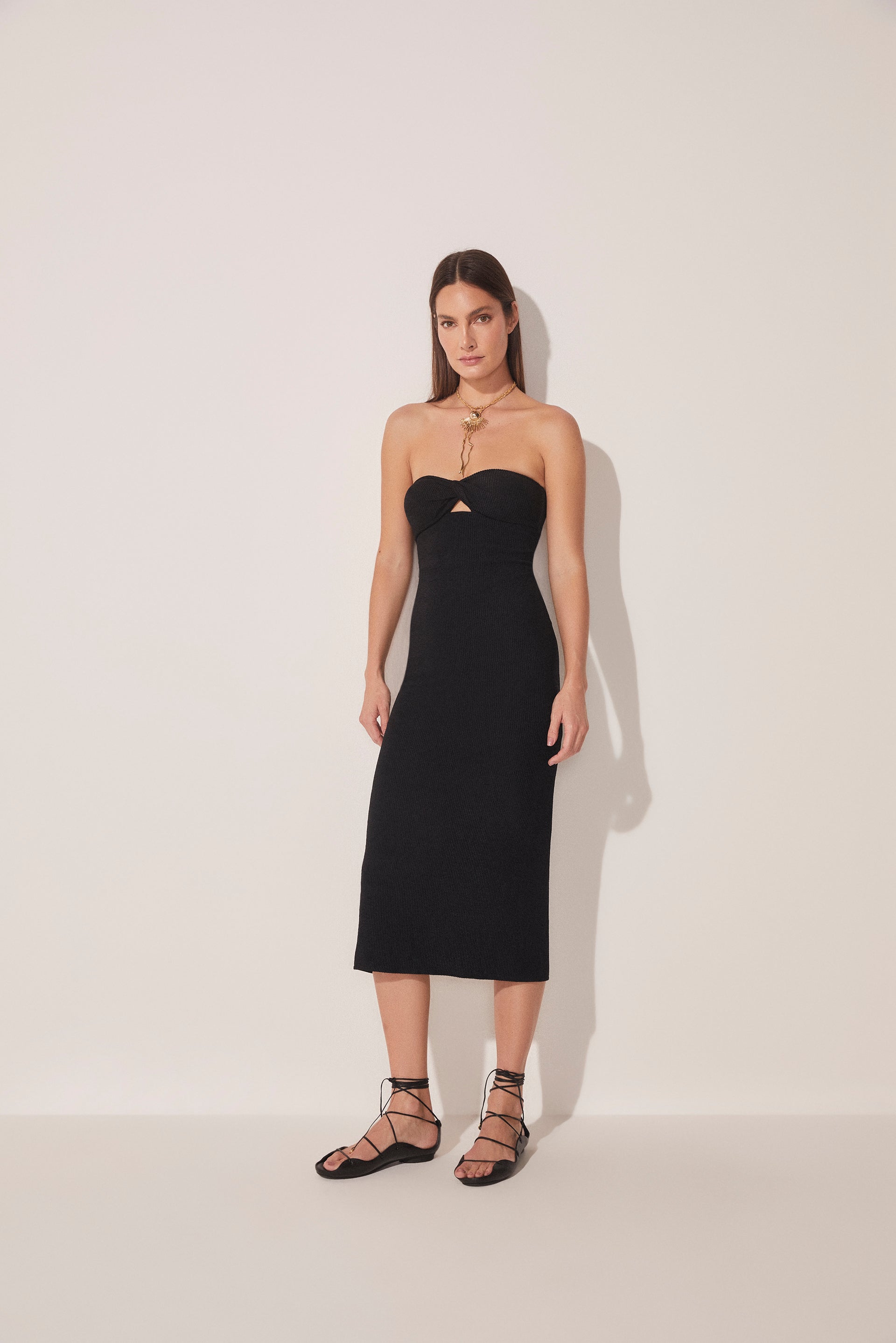 El Mar Twisted Bust Strapless Midi Dress E4655A1654 - Product item main image