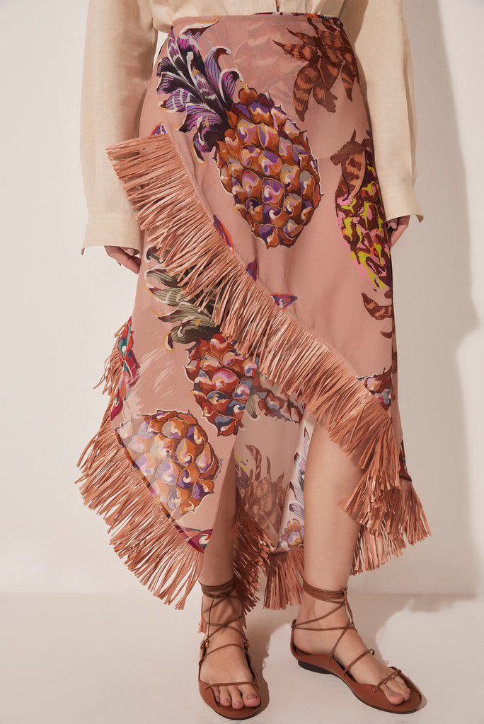 Piña Criss Crossed Long Skirt With Fringes E4870A1665