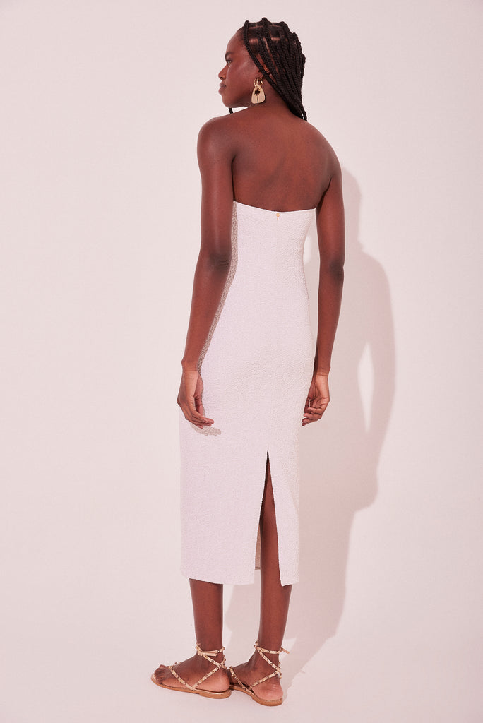 Flakes With Hoop Side Slit Strapless Midi Dress E4877A2155