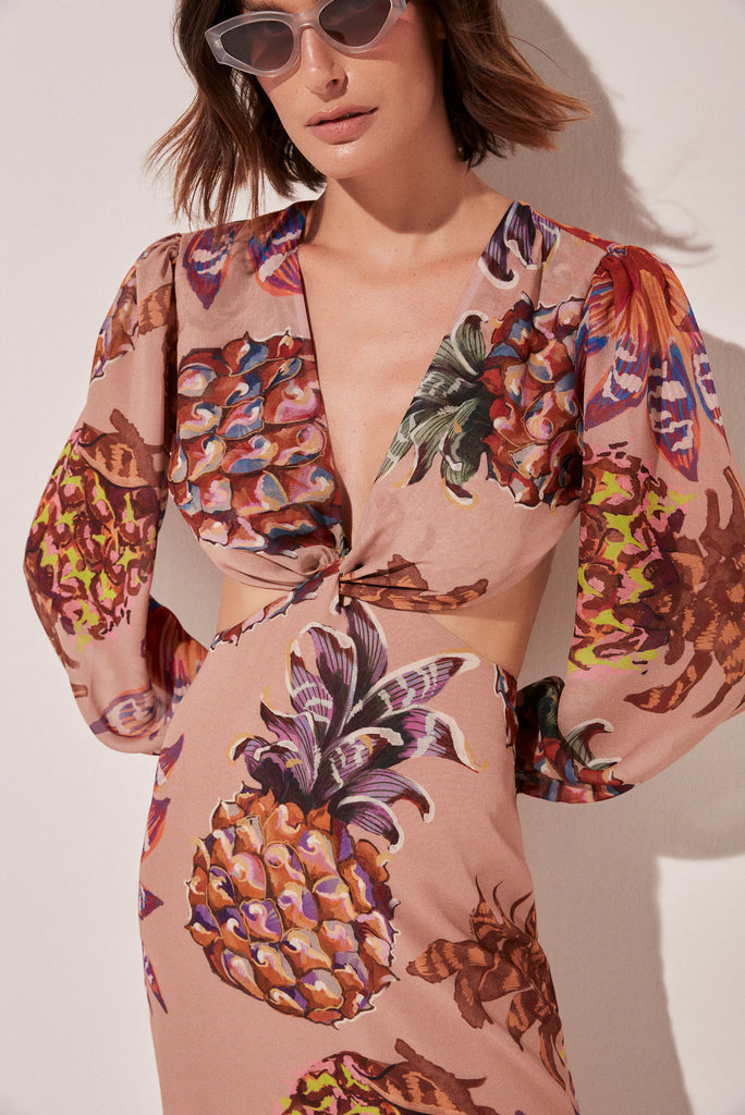 Piña Halter Top Midi Dress With Fringes E4945A1665