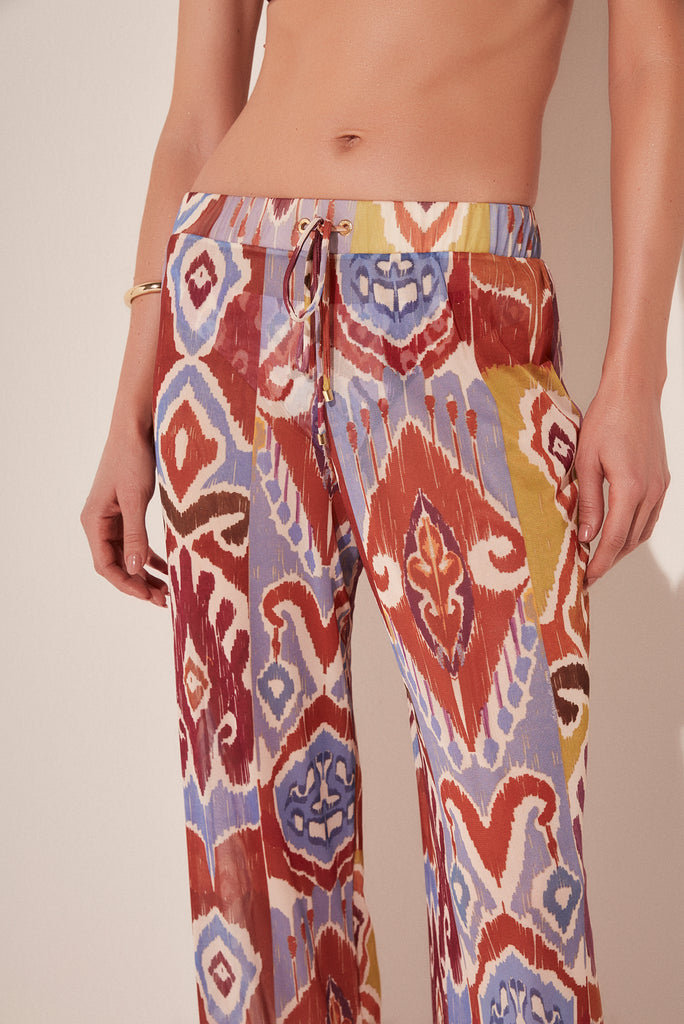 Ikat Color Low Waist Palazzo Pants E4988A1943
