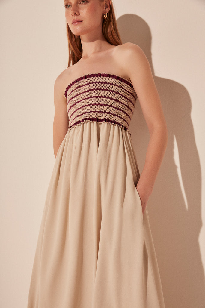 Chrysanthemum Strapless Long Balloon Dress E5110A1933