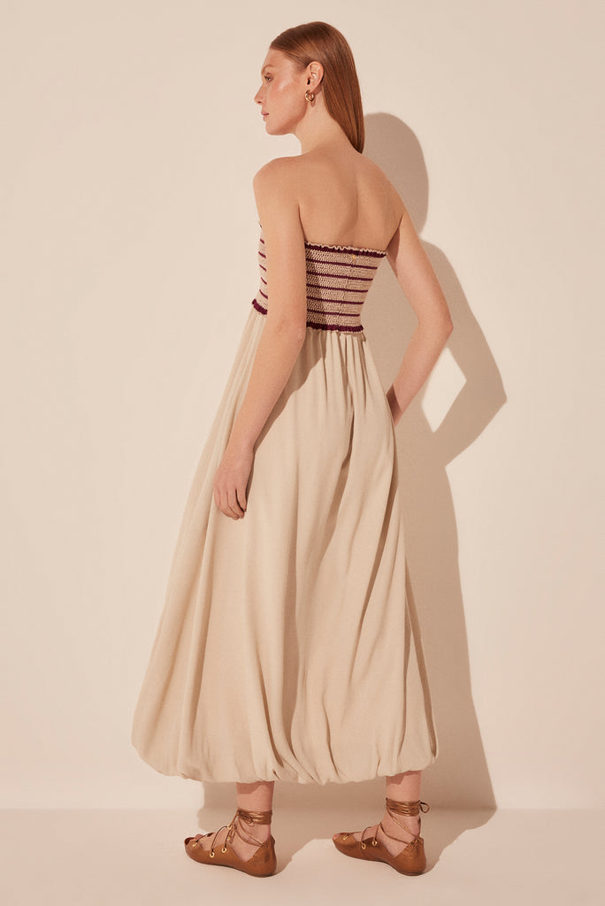 Chrysanthemum Strapless Long Balloon Dress E5110A1933
