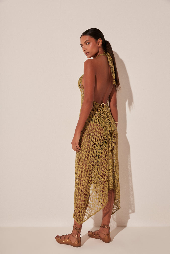 Cactus Crochet Halter Top Midi Dress E5131A1963