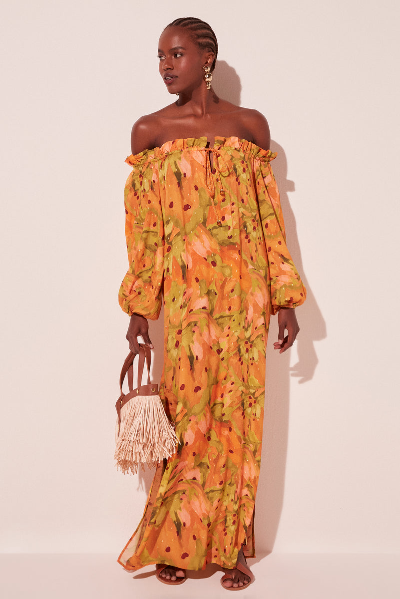 Brushed Seed Off-The-Shoulder Long Dress E5375A2065 – Agua de Coco