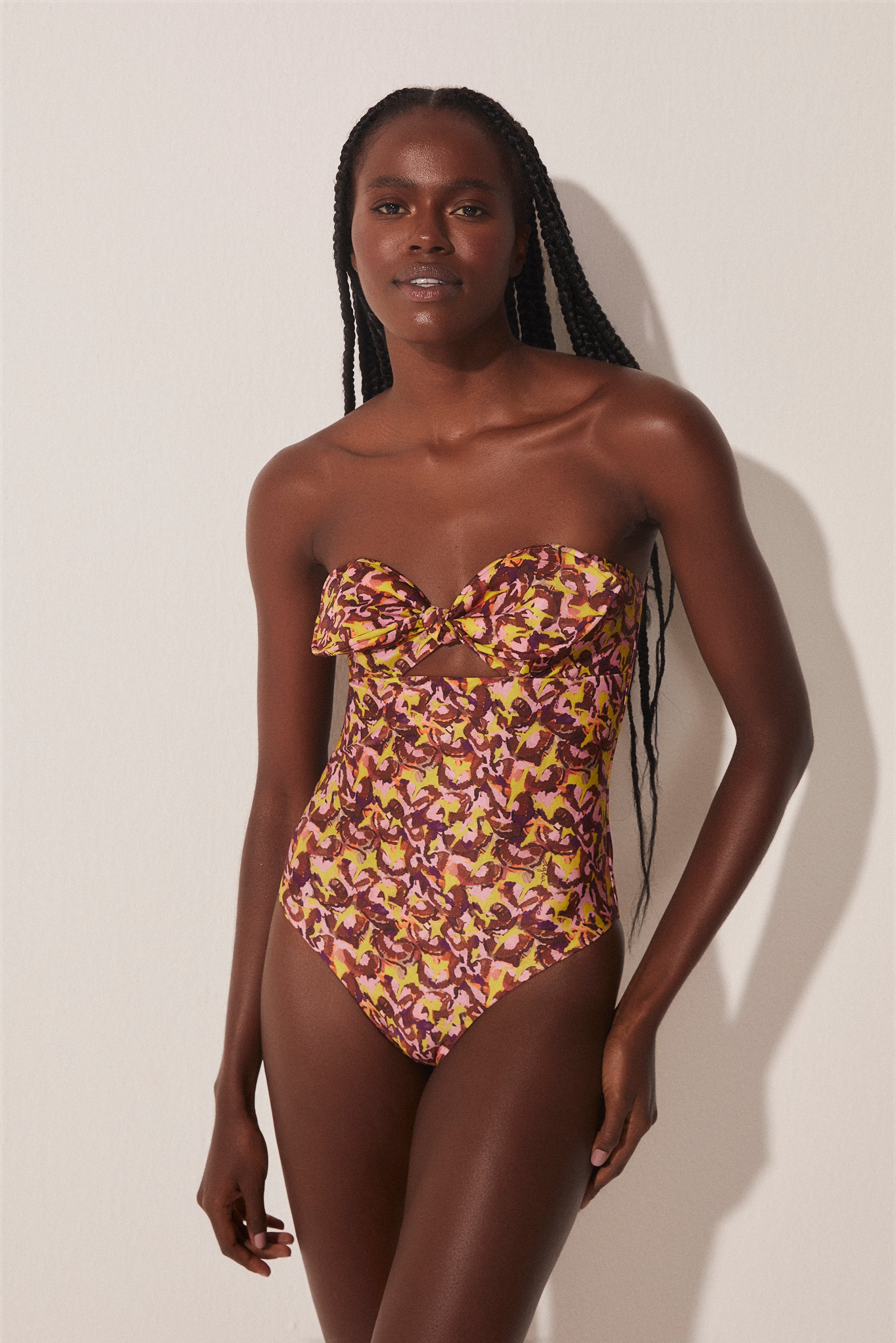 Pineapple Peel Bandeau One Piece With Ties  M1025A1708 - Product item main image