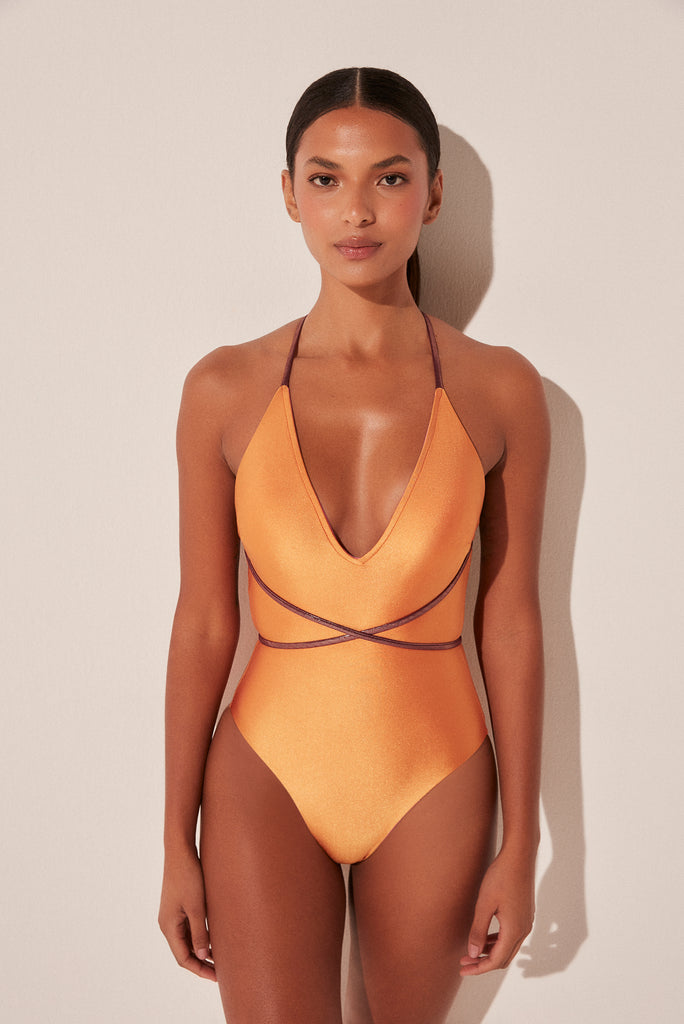 Duo Orchid Reversible Halterneck One Piece With Ties M1073A1955