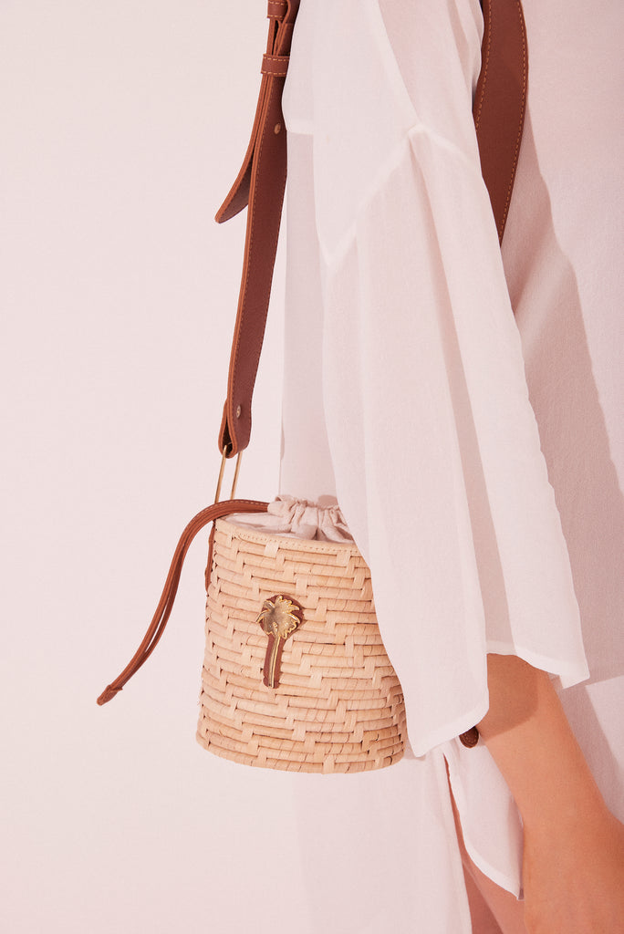 Rustic Accessories Straw And Leather Shoulder Bag T509A2240