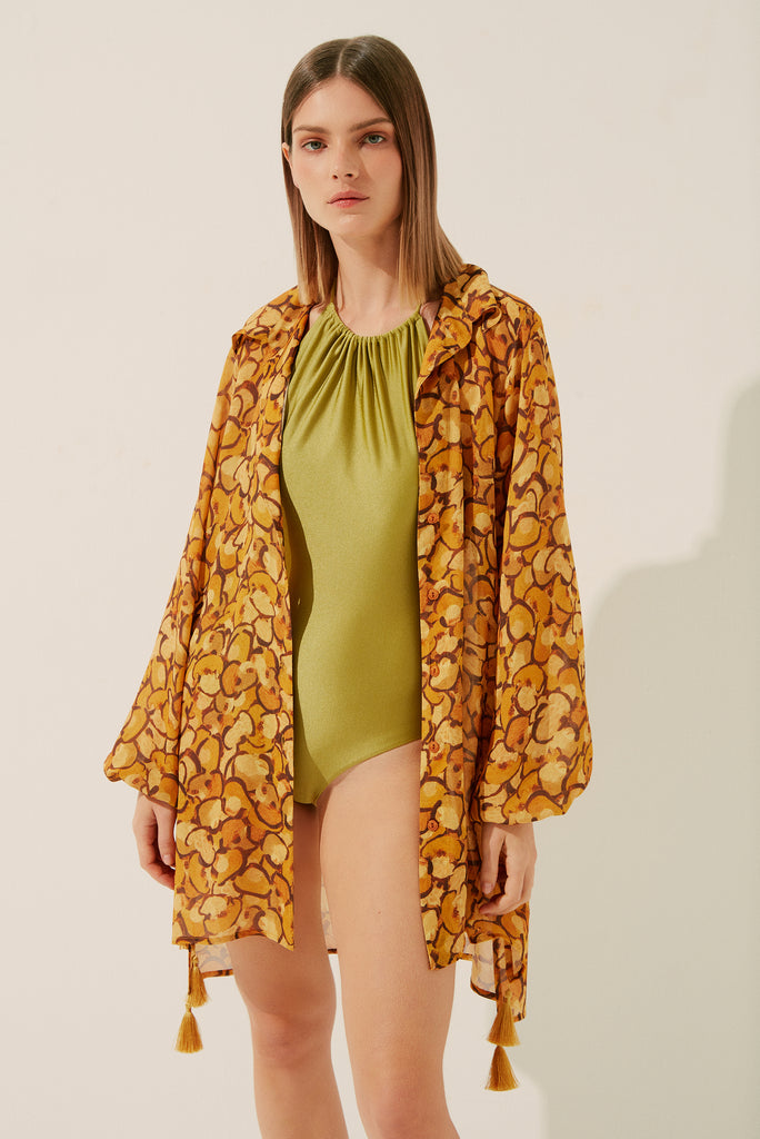 Leopard Compose Long Sleeves Shirt Dress E3995A1403
