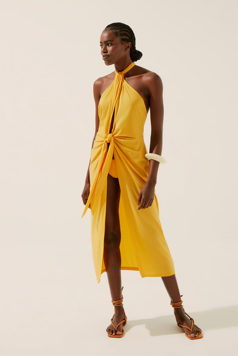 Sunflower Midi Dress With Ties E4186A1345 – Agua de Coco