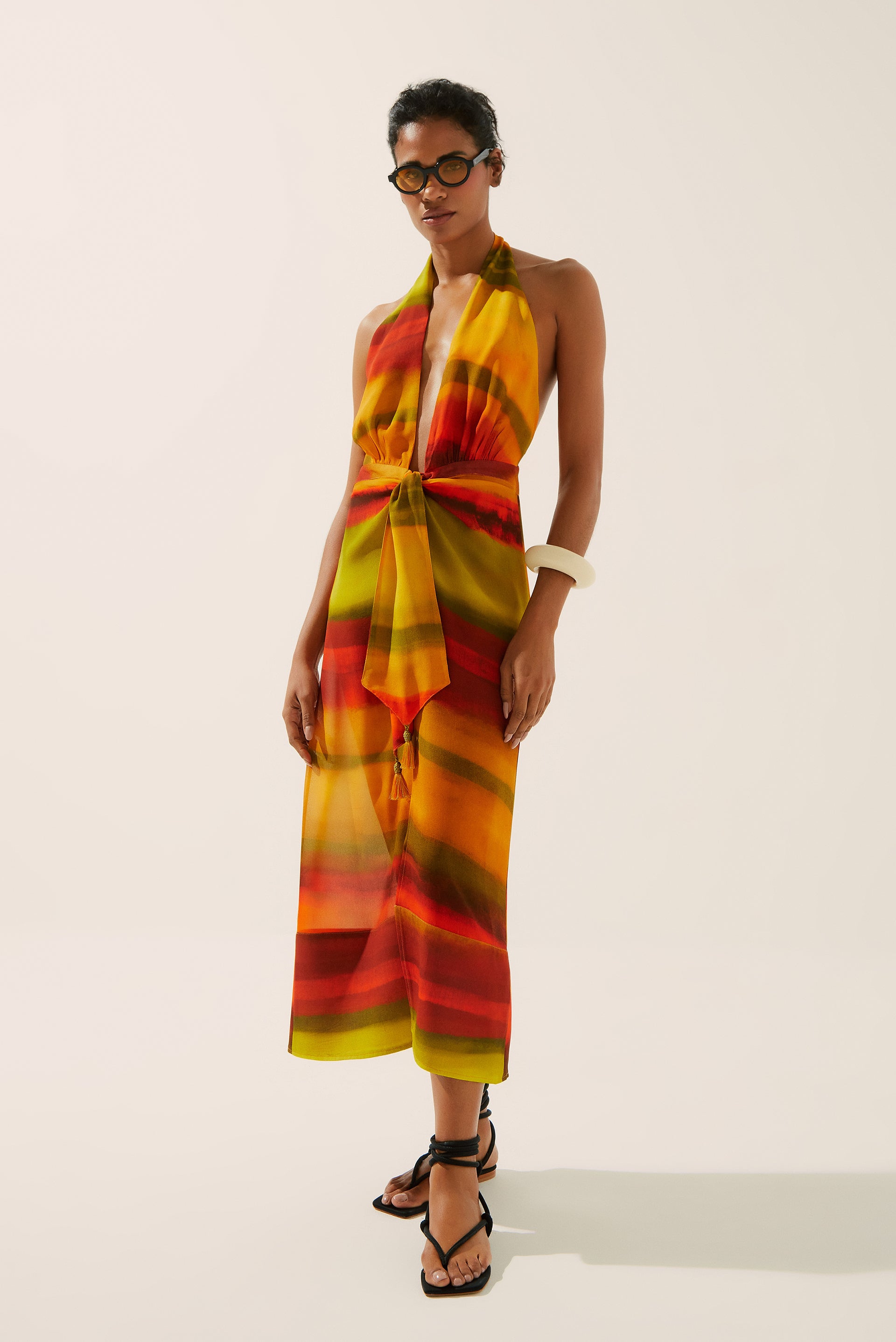 Solar Tie Dye Halterneck Midi Dress E4229A1360 - Product item main image