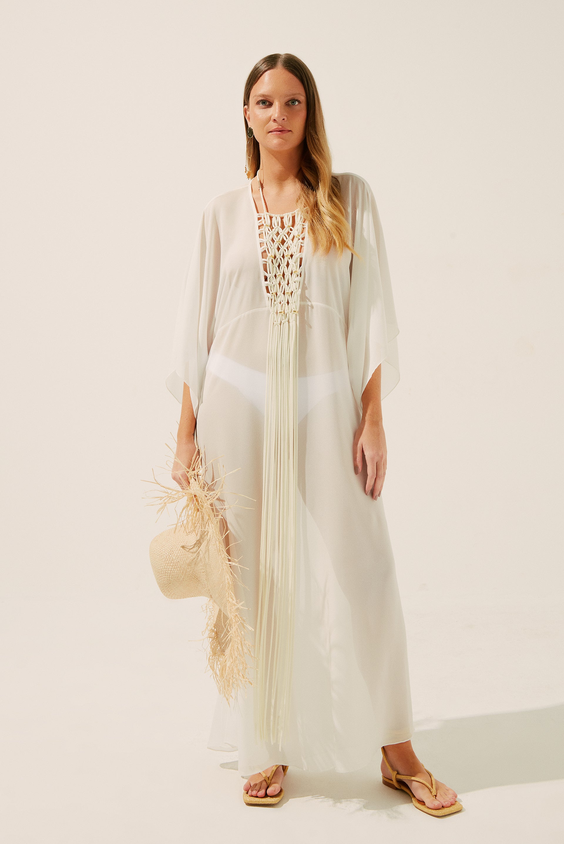 Weaved Long Dress With Macramé E4269A1421 - Product item main image