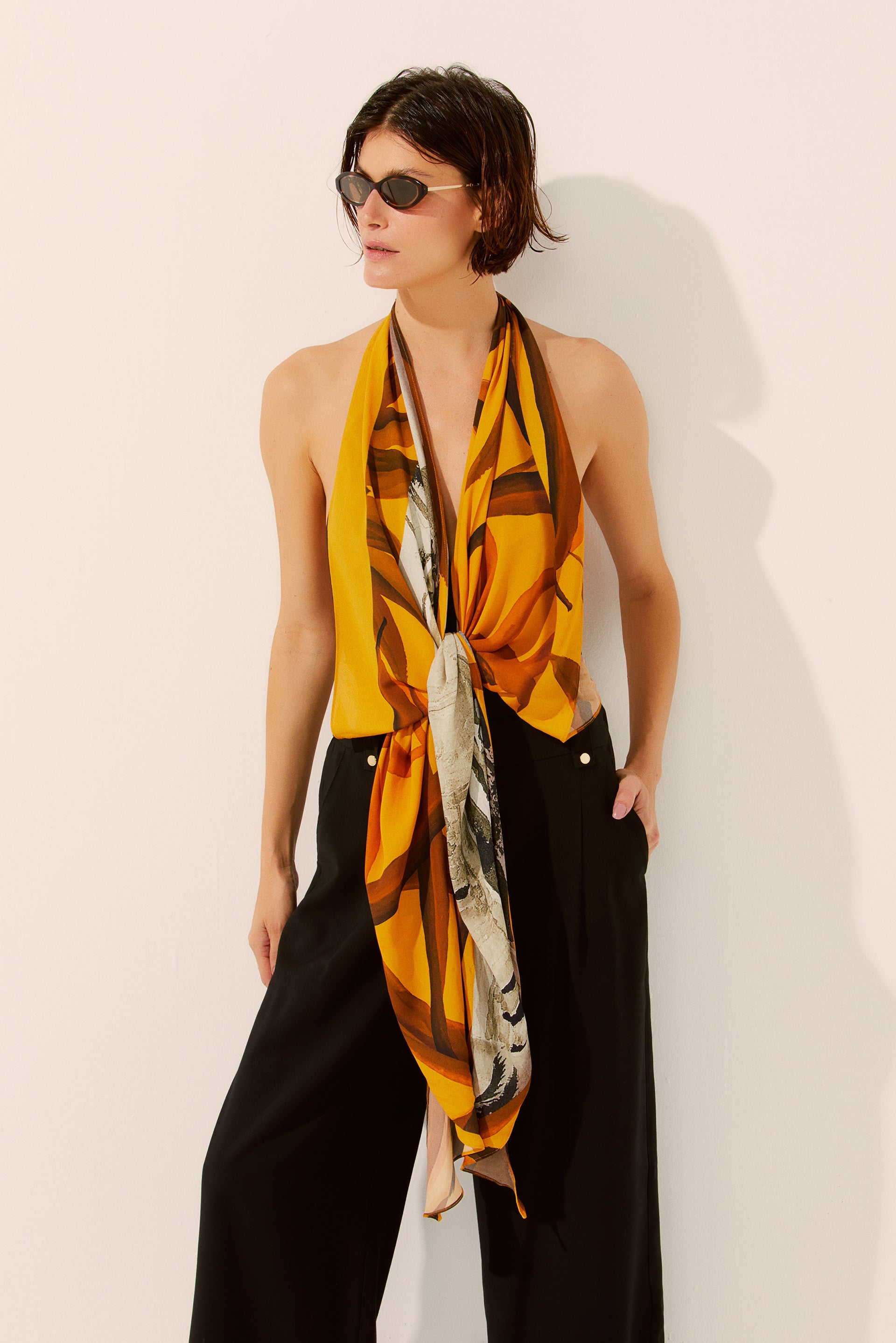 Single Botanic Collage Halterneck One-Piece M991A1521 - Product item main image