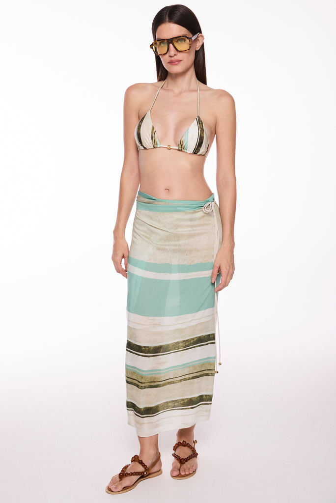 green stripes wanderer handkerchief hem midi skirt e3390a3049 - Product item main image