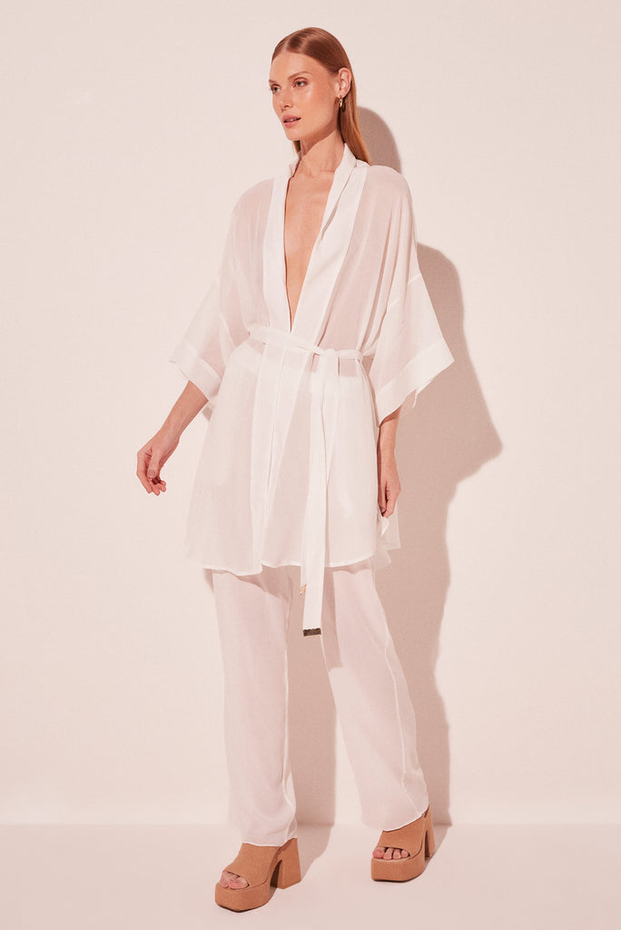 Off White Sea Breeze Short With Band Kimono Cape E4023A2100 - Product item main image