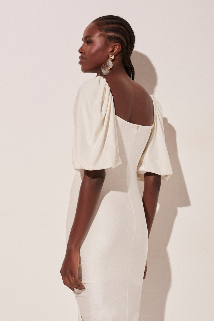 ruched midi dress white V.I.P. Treatment White Mesh Ruched Bodycon Midi Dress