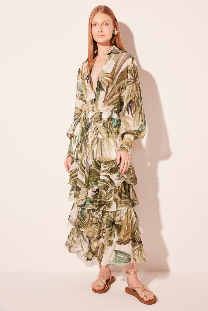 palm tree canopy ruffled midi skirt e4617a2732 - Product item main image