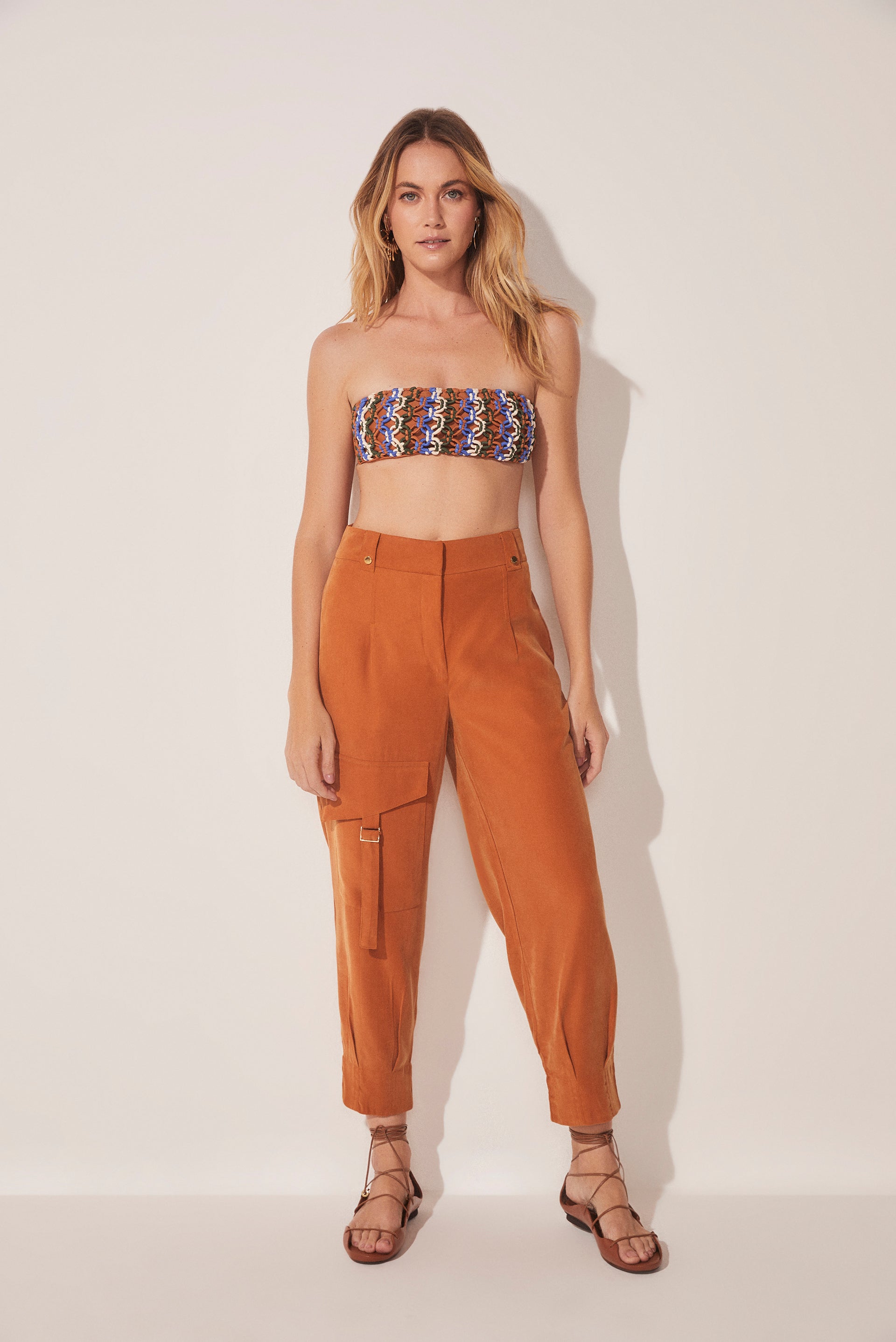 Tropical Mix Cropped Top With Macramé E4624A1651 - Product item main image