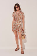 Pineapple Ruched Short Dress With  Ties E4653A1584
