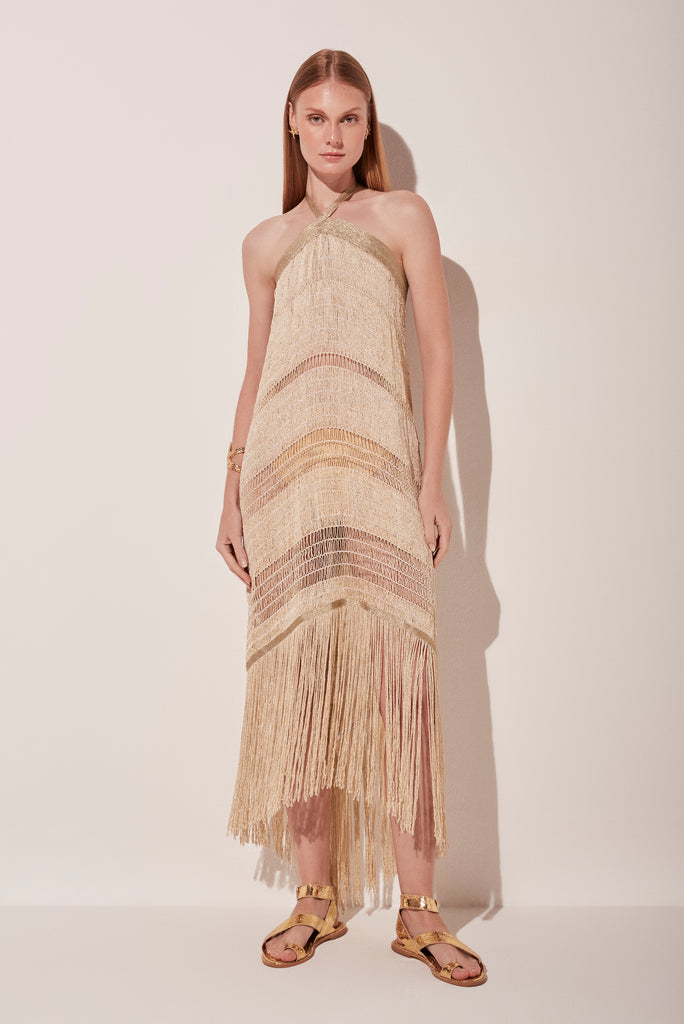 macrame midi dress Macram midi dress in black - Elie Saab