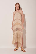 Solar Macrame Midi Dress With Fringes E4770A1831