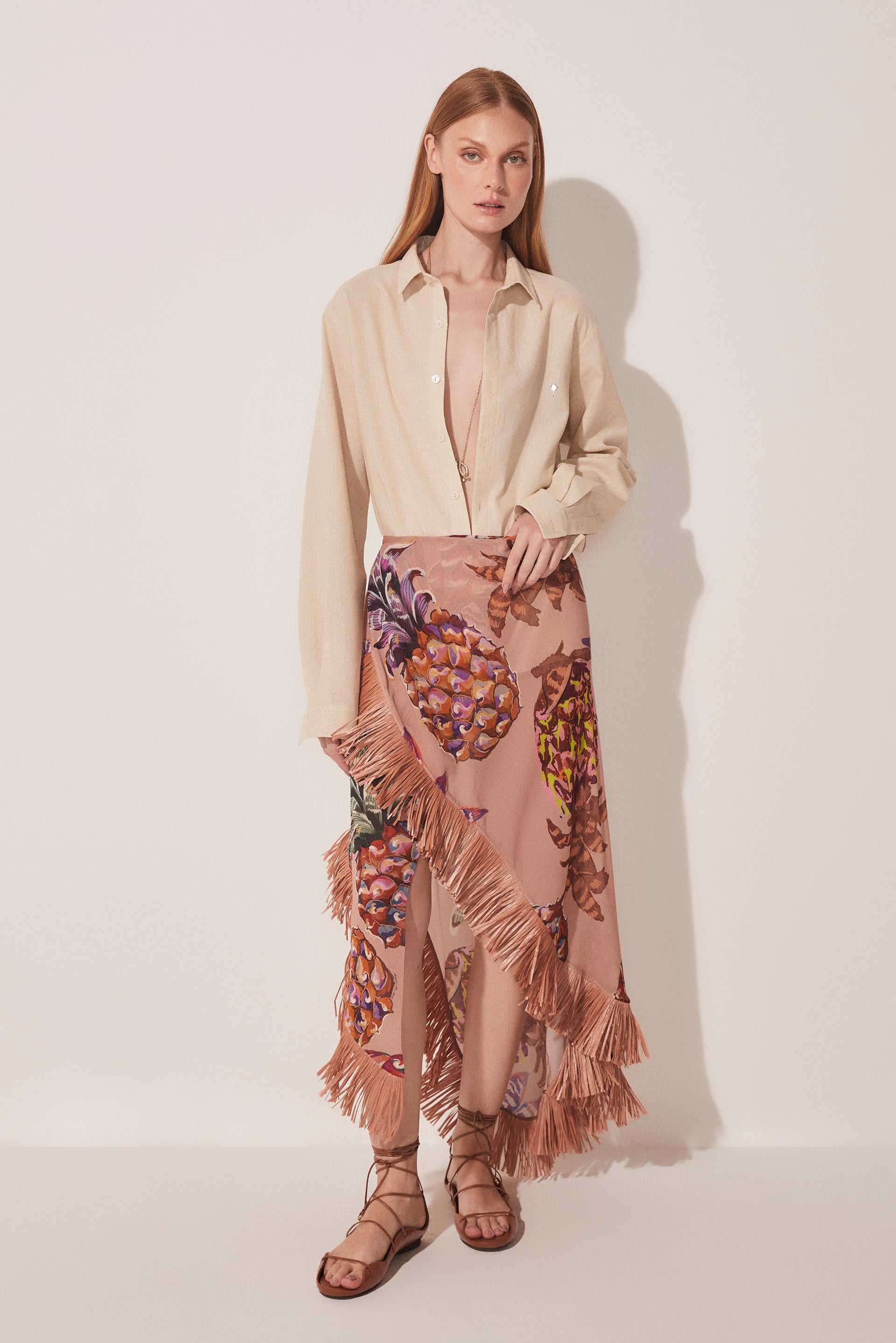 Piña Criss Crossed Long Skirt With Fringes E4870A1665 - Product item main image