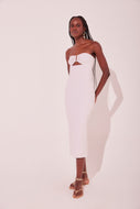 Flakes With Hoop Side Slit Strapless Midi Dress E4877A2155