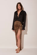Shiny Jaguar Long Skirt With Side Slit E5006A1852