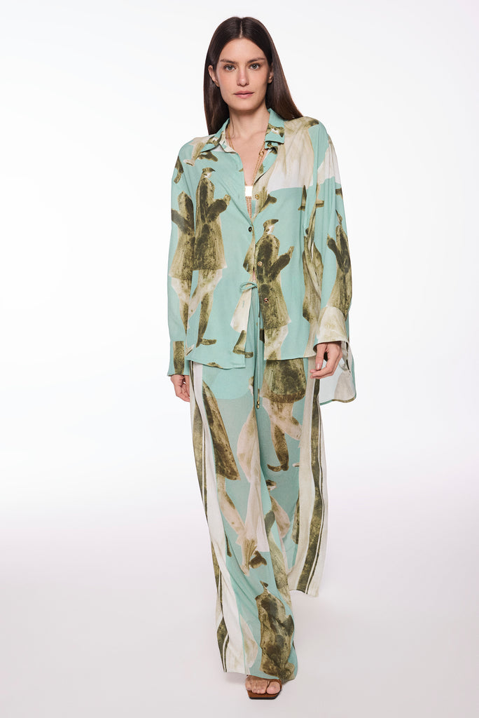 green wanderer with slits straight leg pants e5225a3013 - Product item main image