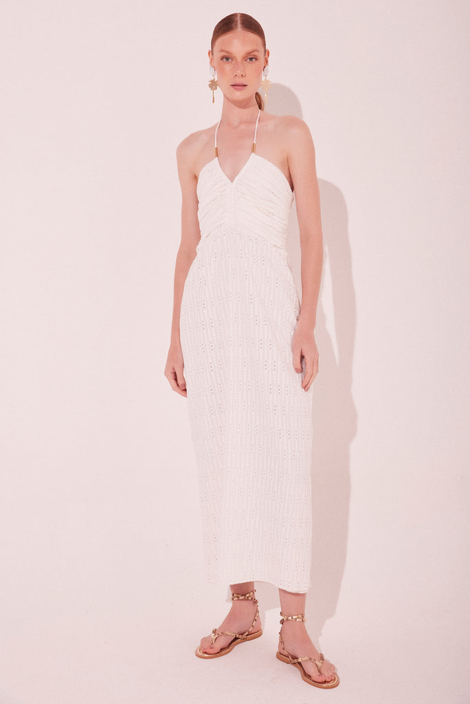 Love Off White Ruched Midi Dress E5373A2210 - Product item main image