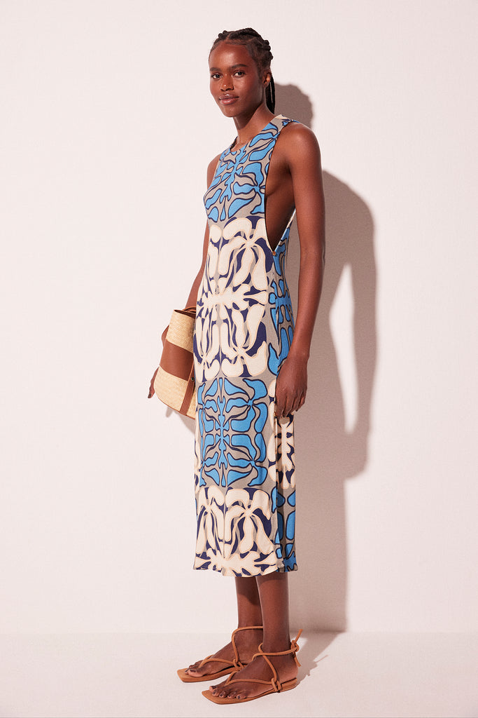 Brushed Palm Tree Tank Top Midi Dress E5534A2291 Agua de Coco Brushed Palm Tree Tank Top Midi Dress E5534A2291 Agua de Coco