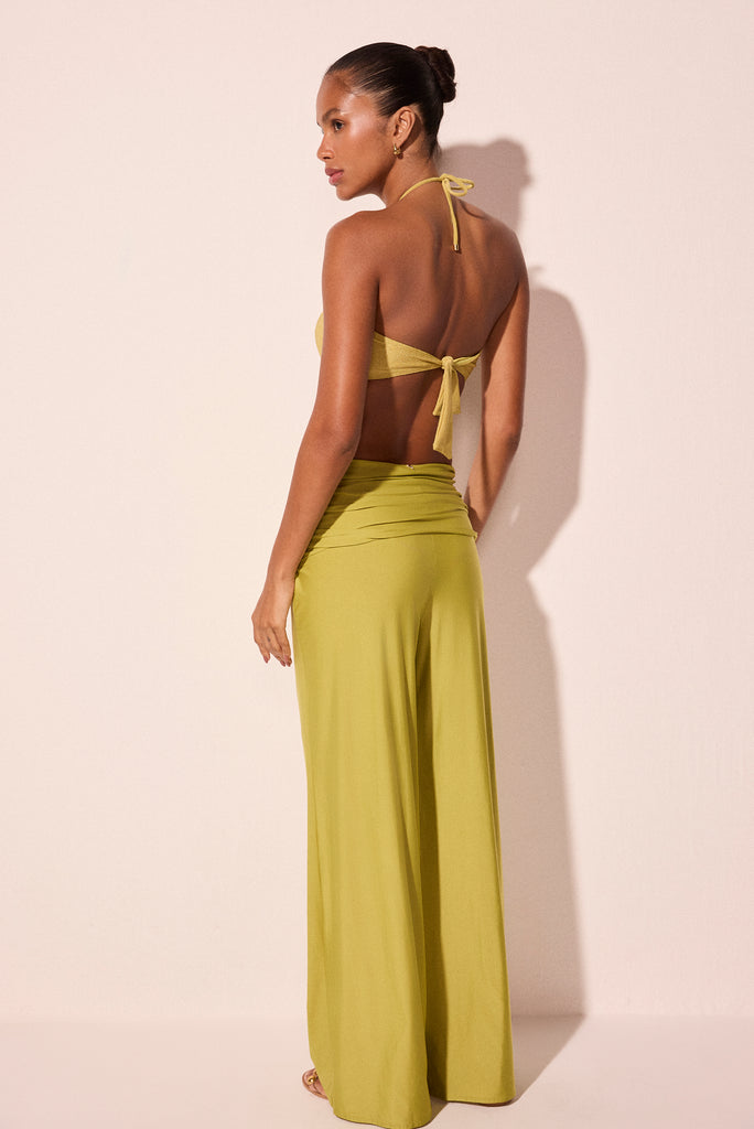 green charm with twist straight pants e5542a2921