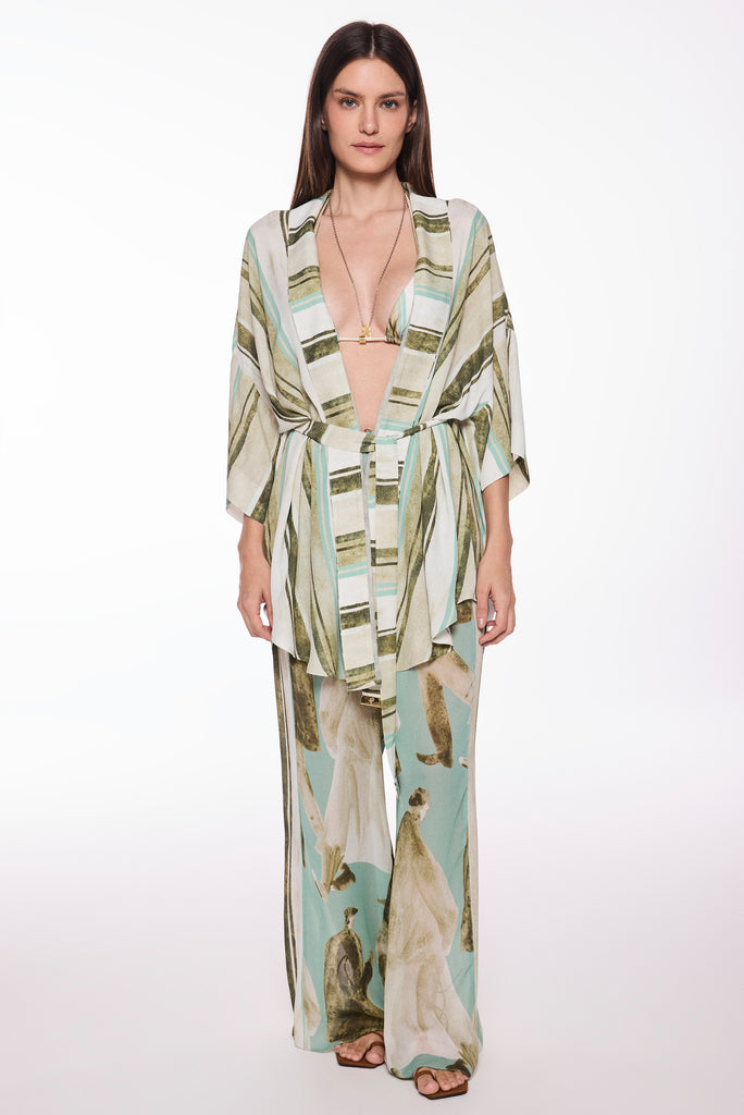 green stripes wanderer with sash short kimono cape e6051a3049 - Product item main image