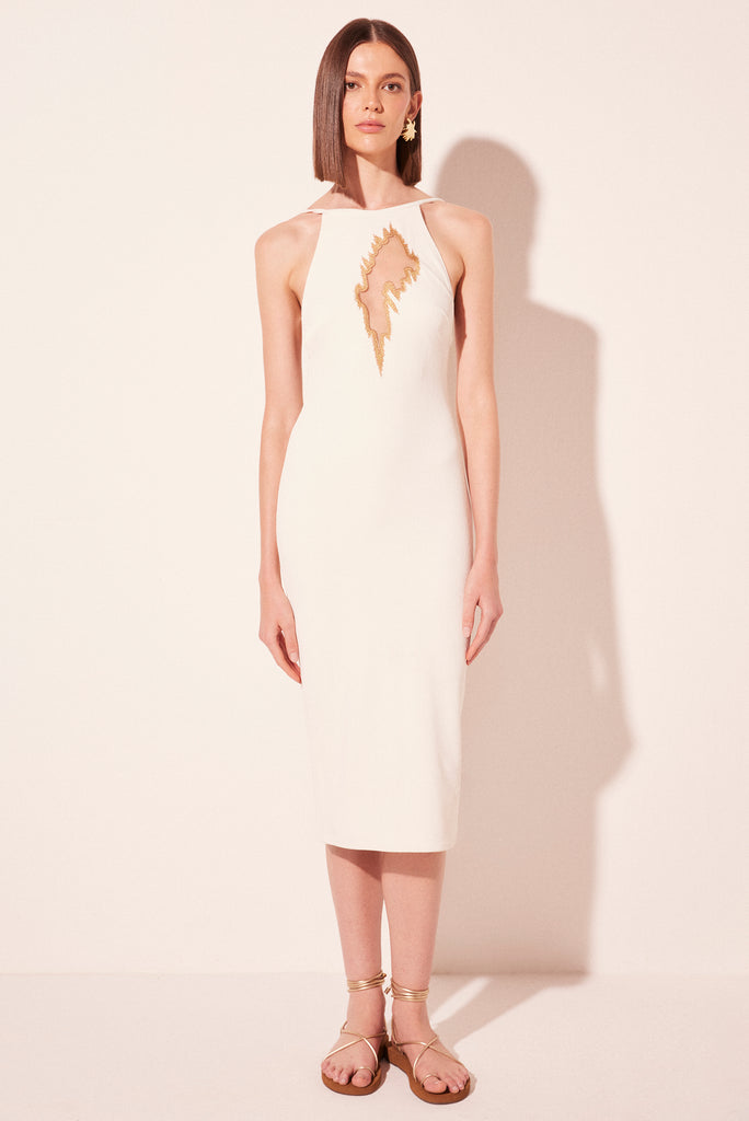 white embroidered jackal embroidered midi dress e6319a2669 - Product item main image