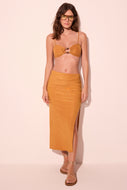 yellow sesame ruched midi skirt e6430a2778