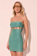 green murano detailed strapless short dress e6432a2919
