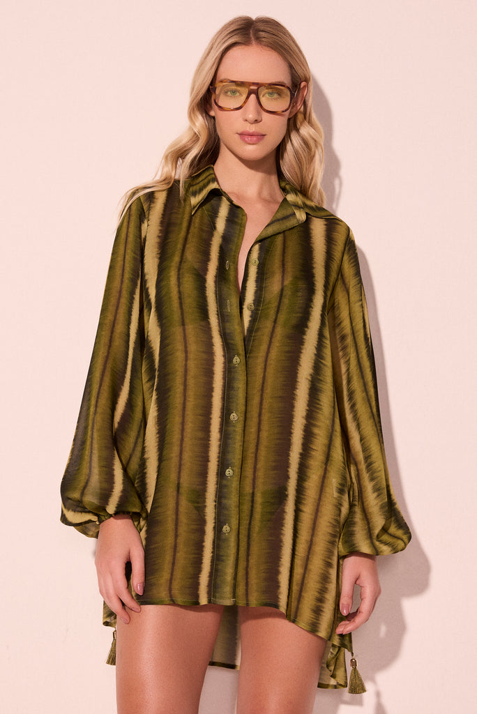 striped moss detailed short shirt dress e6442a2835 - Product item main image