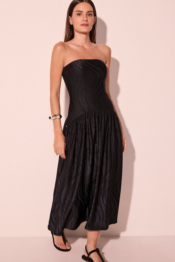 black bandeau dress midi Whistles Bandeau Strapless Midi Dress Black Size 6