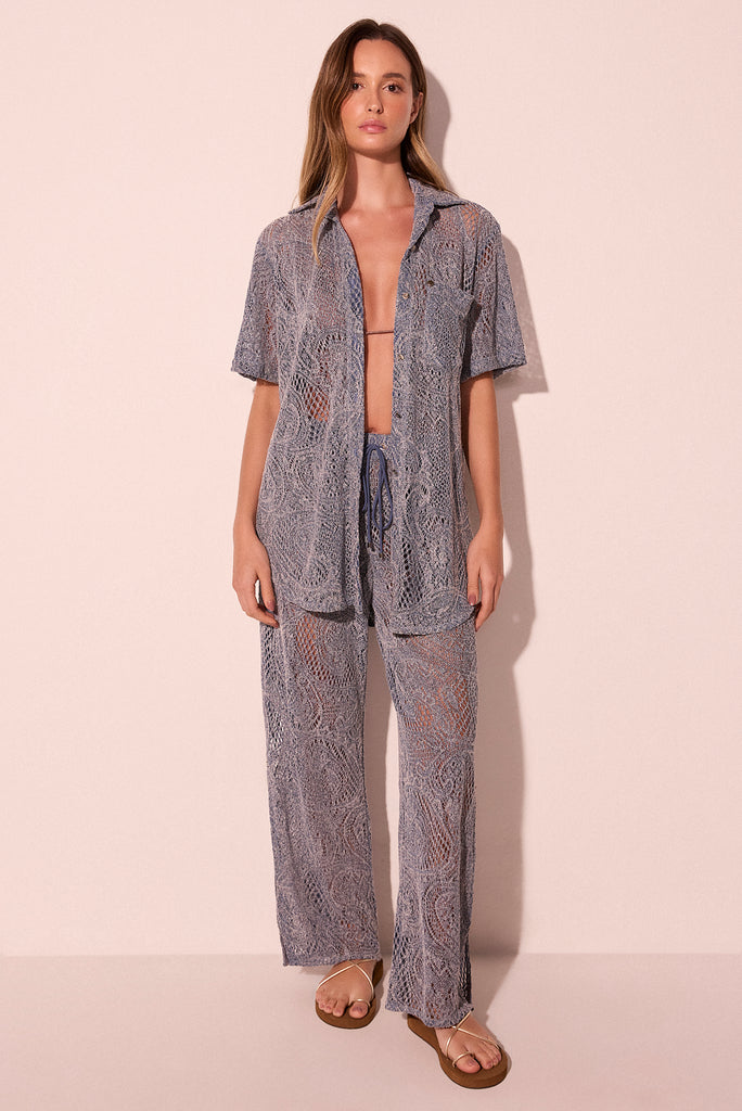 blue pelican elastic waist straight leg pants e6474a2868 - Product item main image